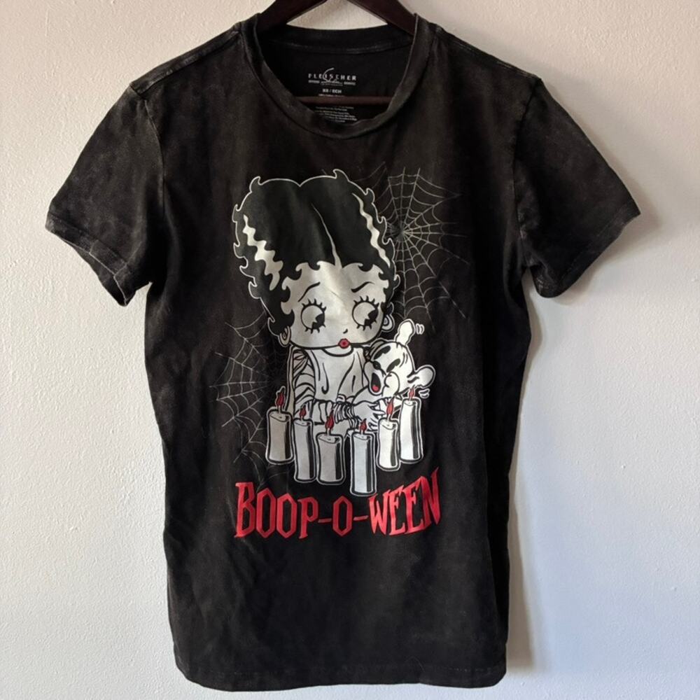 Betty Boop Boop-O-Ween T Shirt Womens XS Black Tie Dye Halloween Graphic Tee